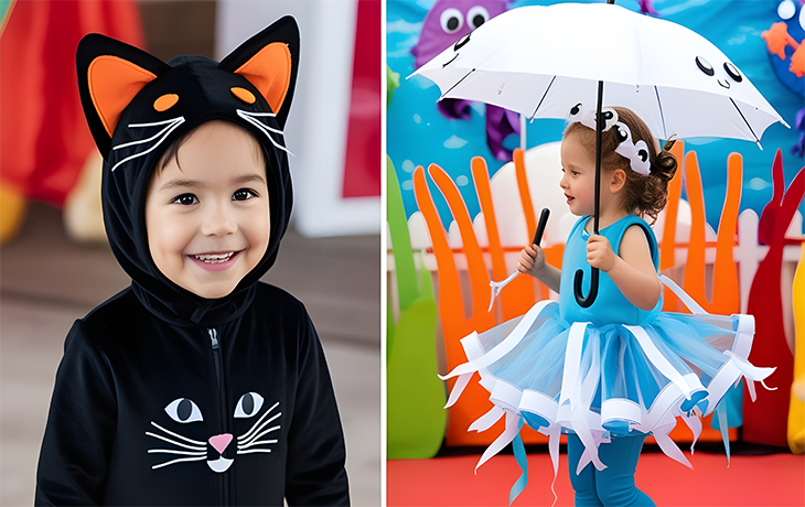 Black Cat and White Jellyfish Costume for Halloween